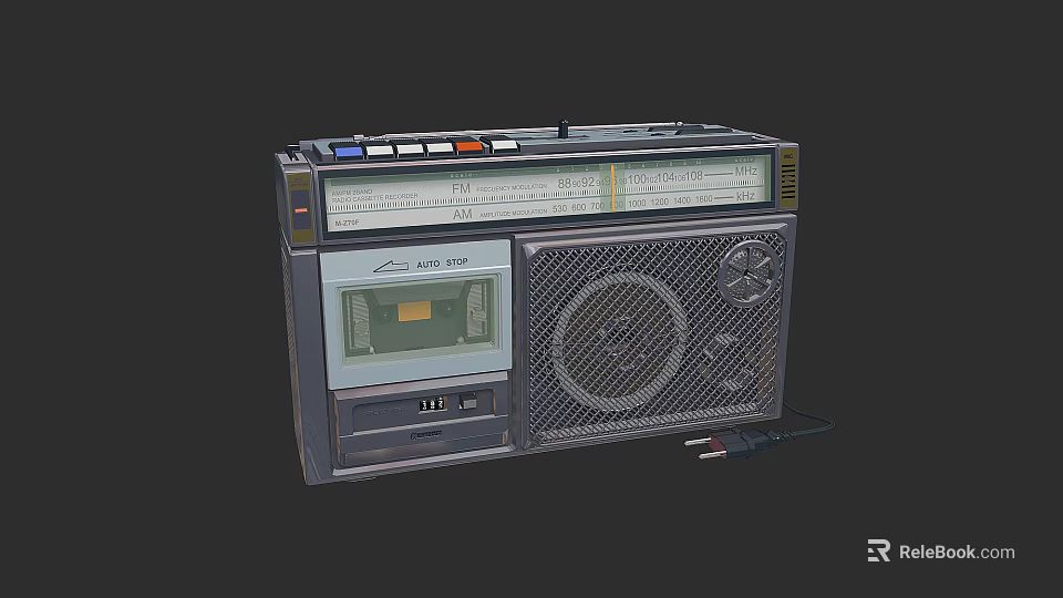 Retro Headphone Speaker Radio Featuring Classic Tape Player And Vintage Design Controls 3d model 
