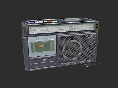 Retro Headphone Speaker Radio Featuring Classic Tape Player And Vintage Design Controls 3d model