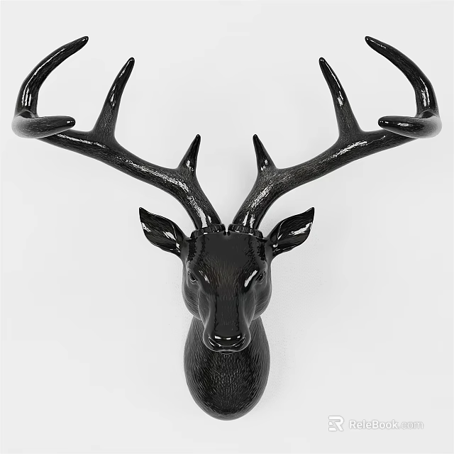 Black Deer Head Animal Wall Decor For Modern Home Interior Decoration 3d model 