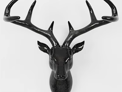 Black Deer Head Animal Wall Decor For Modern Home Interior Decoration 3d model