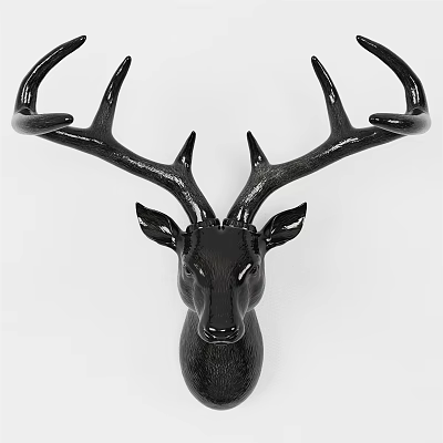 Black Deer Head Animal Wall Decor For Modern Home Interior Decoration 3d model