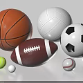 Various Sports Equipment Balls Collection with Basketball Volleyball Football Rugby Tennis and Baseball