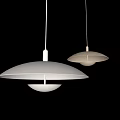 Two White Minimalist Dome Shaped Pendant Lights Hanging in Light Colored Background 3d model