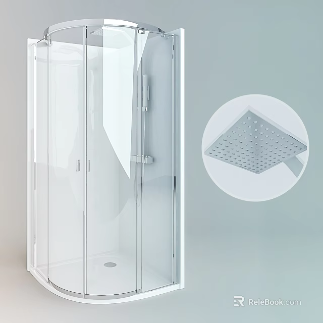 Modern Steam Shower Sauna Design With Glass Enclosure And Rainfall Shower Head 3d model 