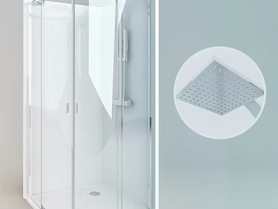 Modern Steam Shower Sauna Design With Glass Enclosure And Rainfall Shower Head 3d model