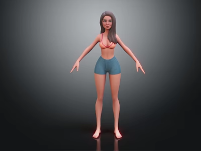 Modern Anime Character Cartoon Girl Cartoon Girl 3d model