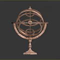 Elegant Copper Ornament Decoration Set With Armillary Sphere Structure Metal Rings And Hexagonal Base