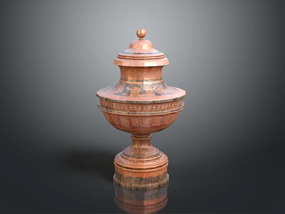 Ornate Decorative Urn With Carved Patterns Lid And Pedestal Base 3d model
