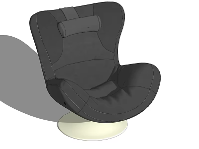 Black Single Seater Sofa with Modern Design Round White Swivel Base and Cushioned Backrest 3d model