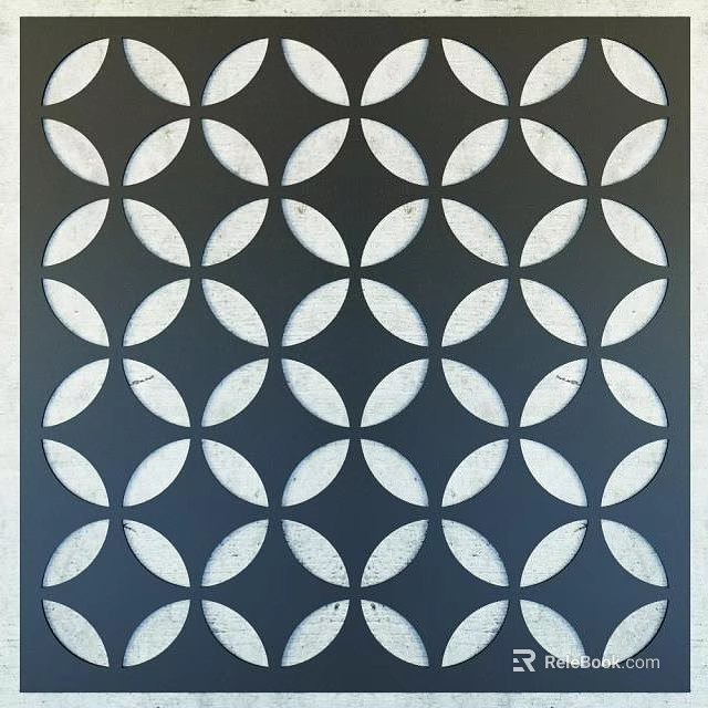 Modern Decorative Wall Paneling With Circular Cutout Patterns On Black Background 3d model