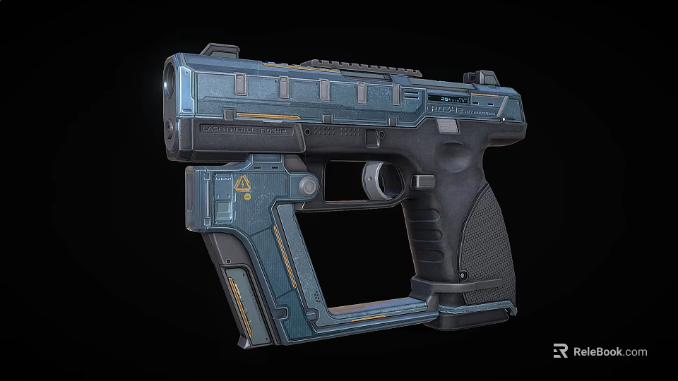 Futuristic Sci Fi Pistol With Blue Black Design And Detailed Modern Components 3d model 