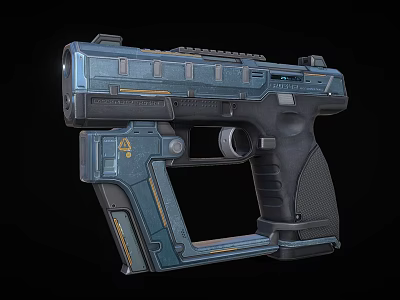 Futuristic Sci Fi Pistol With Blue Black Design And Detailed Modern Components 3d model