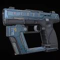Futuristic Sci Fi Pistol With Blue Black Design And Detailed Modern Components