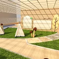 Kindergarten Indoor Playground With Grass Bridge Stream And Picnic Area