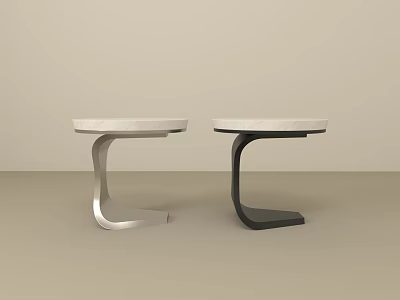 Modern Side Tables with White Tabletop and Silver Black Metal Legs Contemporary Design 3d model