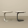 Modern Side Tables with White Tabletop and Silver Black Metal Legs Contemporary Design