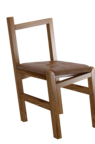 Wooden Single Chair With Leather Seat And Modern Simple Design For Home Interior 3d model