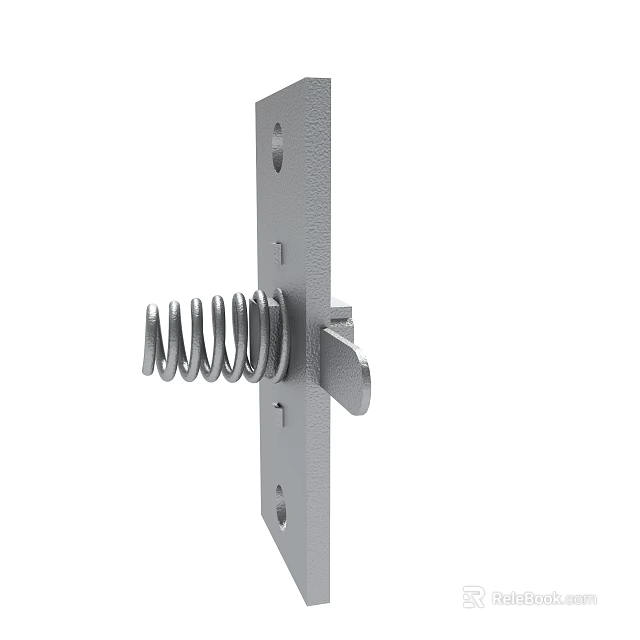 Stainless Steel Metal Plate With Spring Fastener And Mounting Holes Hardware Component 3d model 