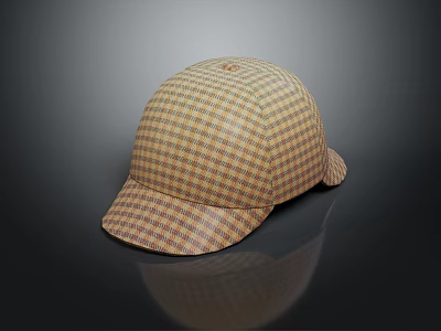 Classic Brown Beige Checkered Flat Cap With Stylish Design For Casual Wear 3d model