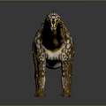 Spotted Long Neck Dinosaur 3D Model Featuring Brown White Yellow Spots On Gray Reflective Background
