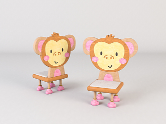 Modern Children's Chair Home Children's Wooden Chair Beautiful Chen Ornaments 3d model