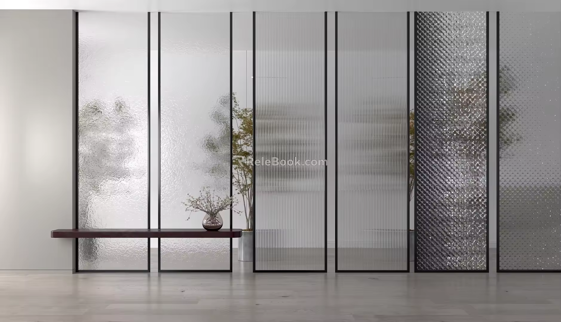 Modern glass partition model 3d model