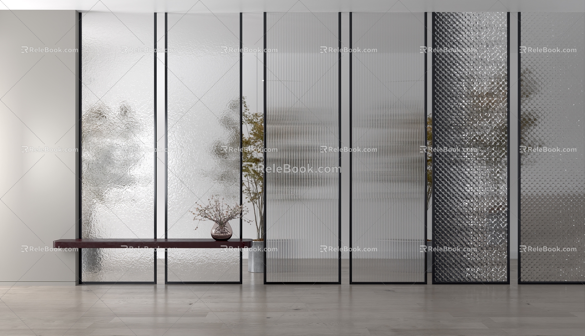 Modern glass partition model 3d model