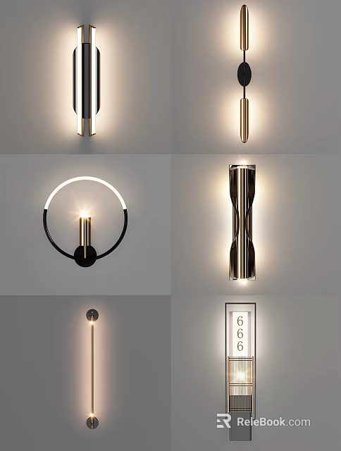 Modern Wall Lamps With Circular Rings Curved Lines And Stylish Metallic Designs 3d model 