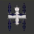 Detailed Space Station Model With Blue Solar Panels And Modular Structure