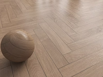 Wooden Floor With Herringbone Pattern And Decorative Ball 3d model