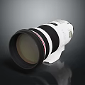 Professional White Camera Lens With Red Stripe And Large Aperture Design 3d model