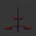 Flying Fantasy Dragon Character in Game and Movie with Red Purple Wings and Long Tail