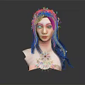 Woman With Long Red Hair Wearing Decorative Headpiece And Red Gemstone Necklace