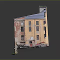 Red Brick Multi Story Industrial Building With Rows of Windows and Flat Roof Green Surrounding Ground
