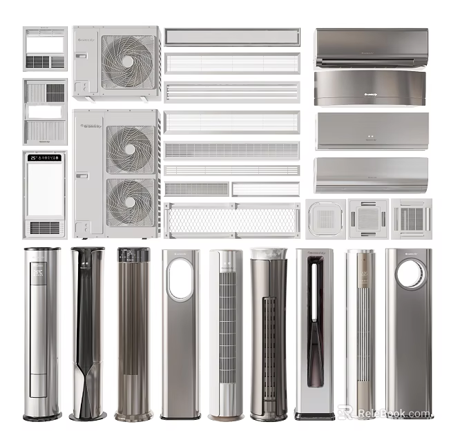 Modern Air Conditioner Fans Featuring Wall Mounted Standing And Stylish Models 3d model 