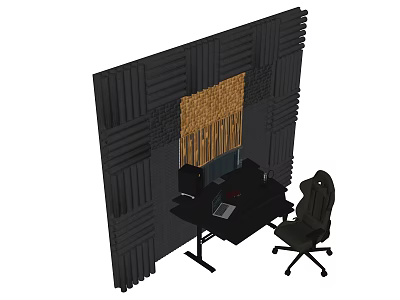 Esports Hotel Gaming Room With Soundproof Wall Gaming Desk Ergonomic Chair And Computer Setup 3d model