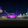 Vibrant Purple Concert Stage Design With LOGO Display And Lighting Effects
