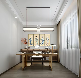 New Chinese Style Study Room 3d model