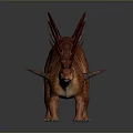Stegosaurus Dinosaur Model With Red Spines And Orange Body On Reflective Gray Background