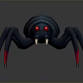 Blue Striped Spider Character With Red Eyes And Sharp Red Claws 3d model