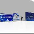 Modern Large Conference Venue With Stage Arranged Seats And Blue Lighting