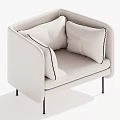 Modern Light Beige Single Sofa with Decorative Cushions Black Trim and Slim Black Legs
