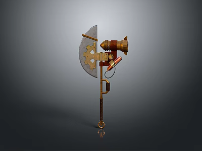 Steampunk Style Hybrid Weapon With Axe Blade Gun Barrel And Gear Decorative Details 3d model