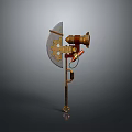 Steampunk Style Hybrid Weapon With Axe Blade Gun Barrel And Gear Decorative Details