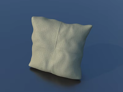 Light Green Fabric Pillow with Stitched Details on Blue Background for Comfortable Home Decor 3d model