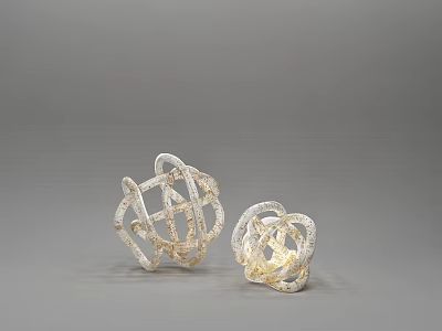 Two Piece Decorative Ornament Set Featuring Geometric Woven Metallic Design For Home Decor 3d model