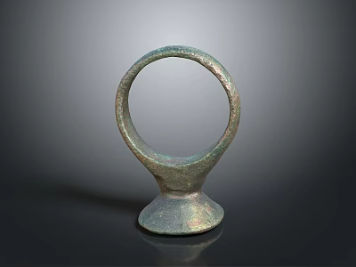 Vintage Metal Ring Clothing Hook With Decorative Rustic Texture Base 3d model