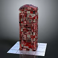 Red And Pink Block Composed Tower Structure On Square Platform Base
