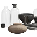 Modern Decorative Ornament Set With Glass Vases Ceramic Bowls Candles Books And Wooden Trays