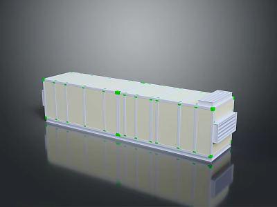 Modern Light Colored Storage Cabinet With Multiple Panels And Green Accents For Home Organization 3d model
